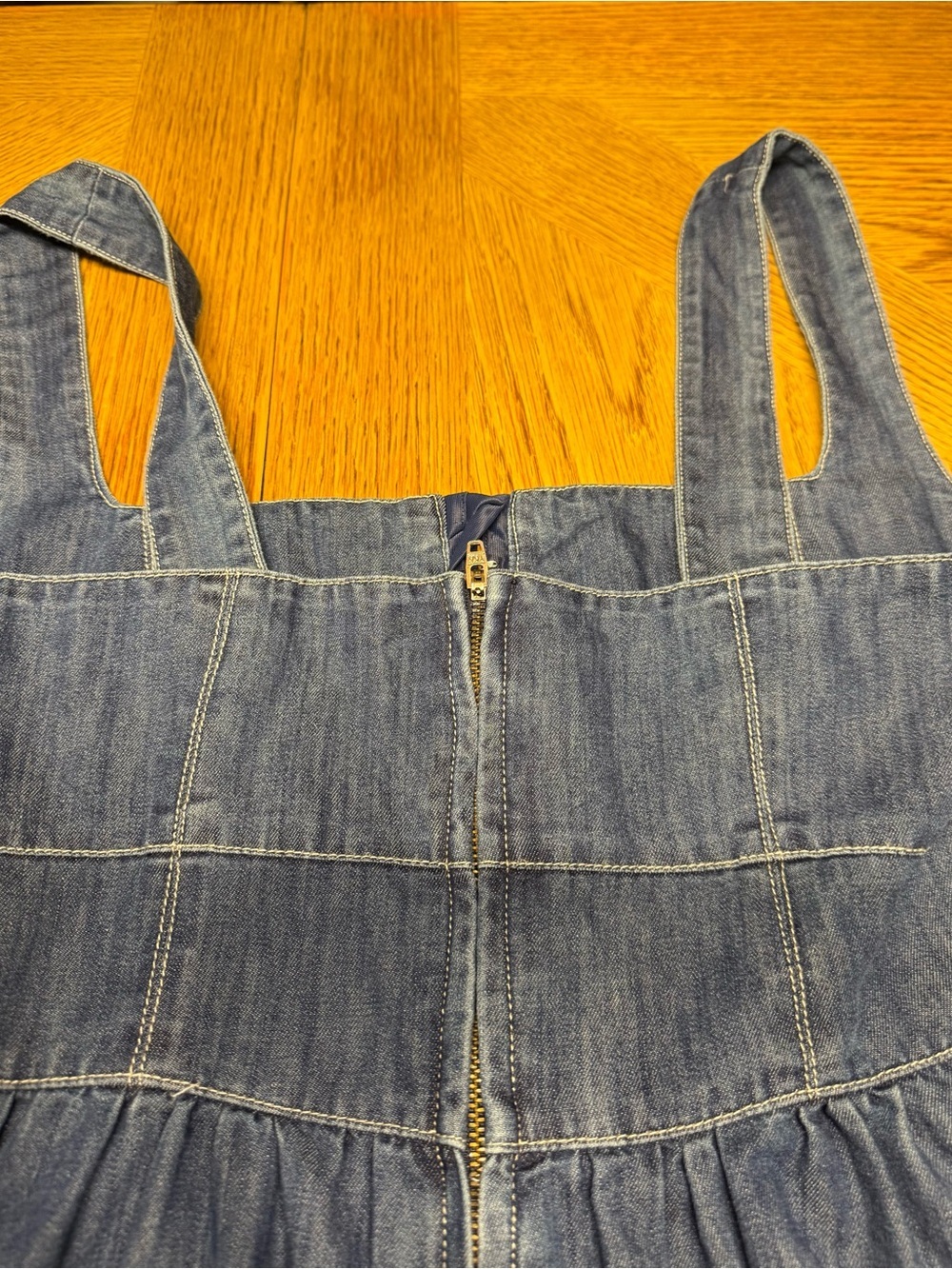 Denim Maxi Dress with Button Front and Pockets - Picture 6 of 13